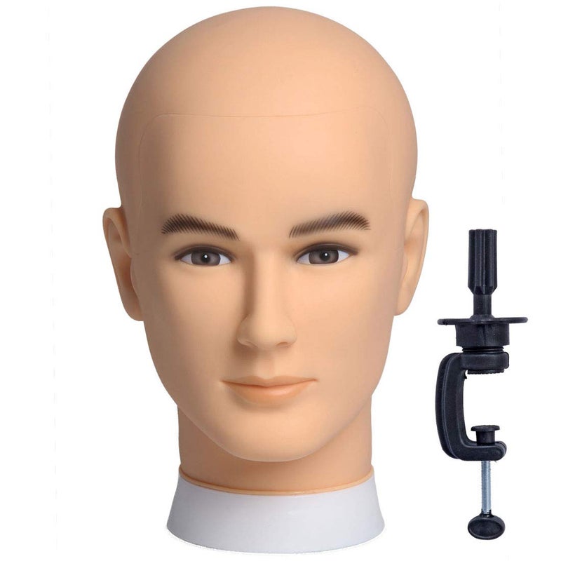 Newshair Bald Mannequin Head Male Wig Head Professional Cosmetology for Wig Making and Display Hat Helmet Glasses or Masks Display Head Model with Free Clamp Stand - Image 1